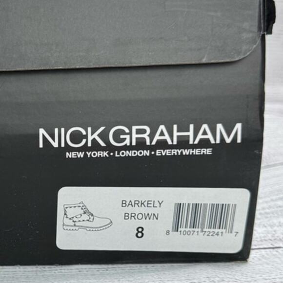 Nick Graham Barkely Brown Faux Leather Lace Up Round Toe Chukka Boots Size 8 - Picture 11 of 12